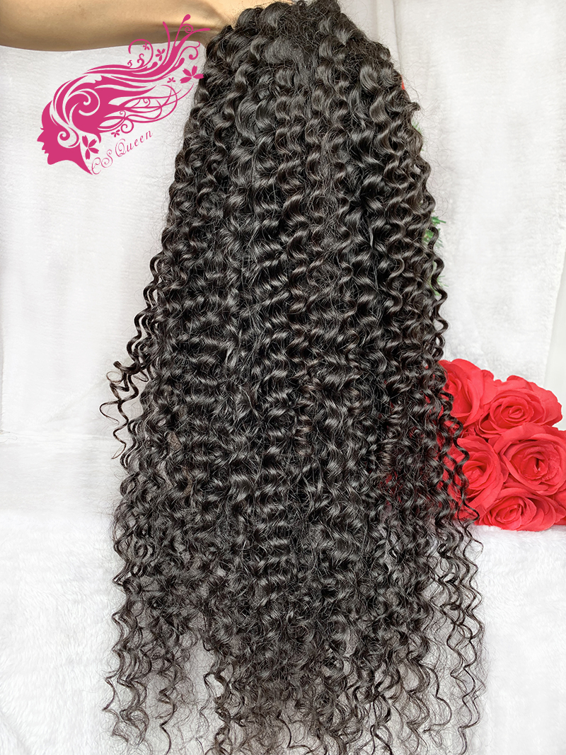 Csqueen Mink hair Deep Wave 4*4 Transparent Lace Closure wig 100% human hair wigs 130%density